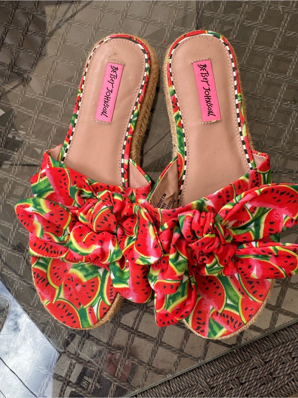 Betsey Johnson Pink Sandal with Rainbow Trim